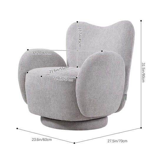 360° Upholstered Chenille Swivel Chair for Bedroom Living Room and Makeup Room