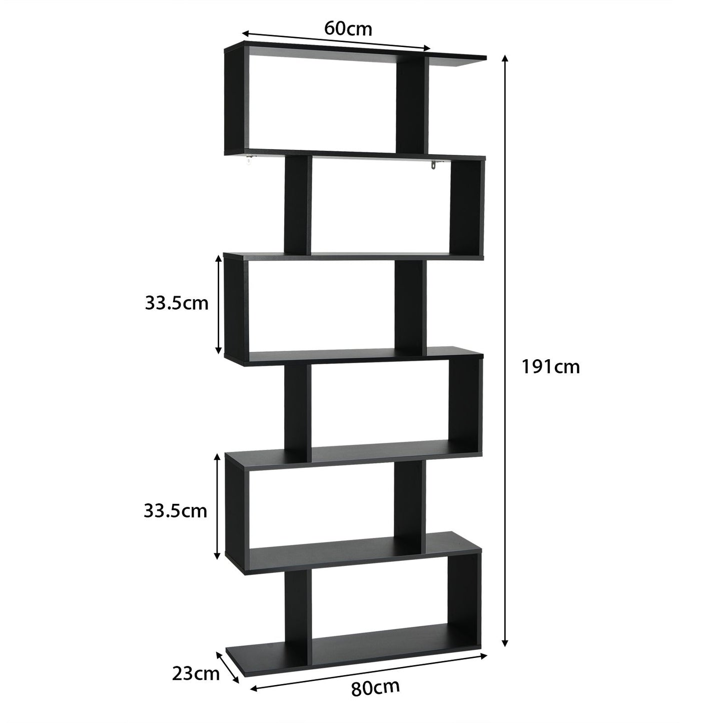 Stylish 6-Tier S-Shaped Wooden Industrial Bookshelf - Perfect for Home or Office Decor