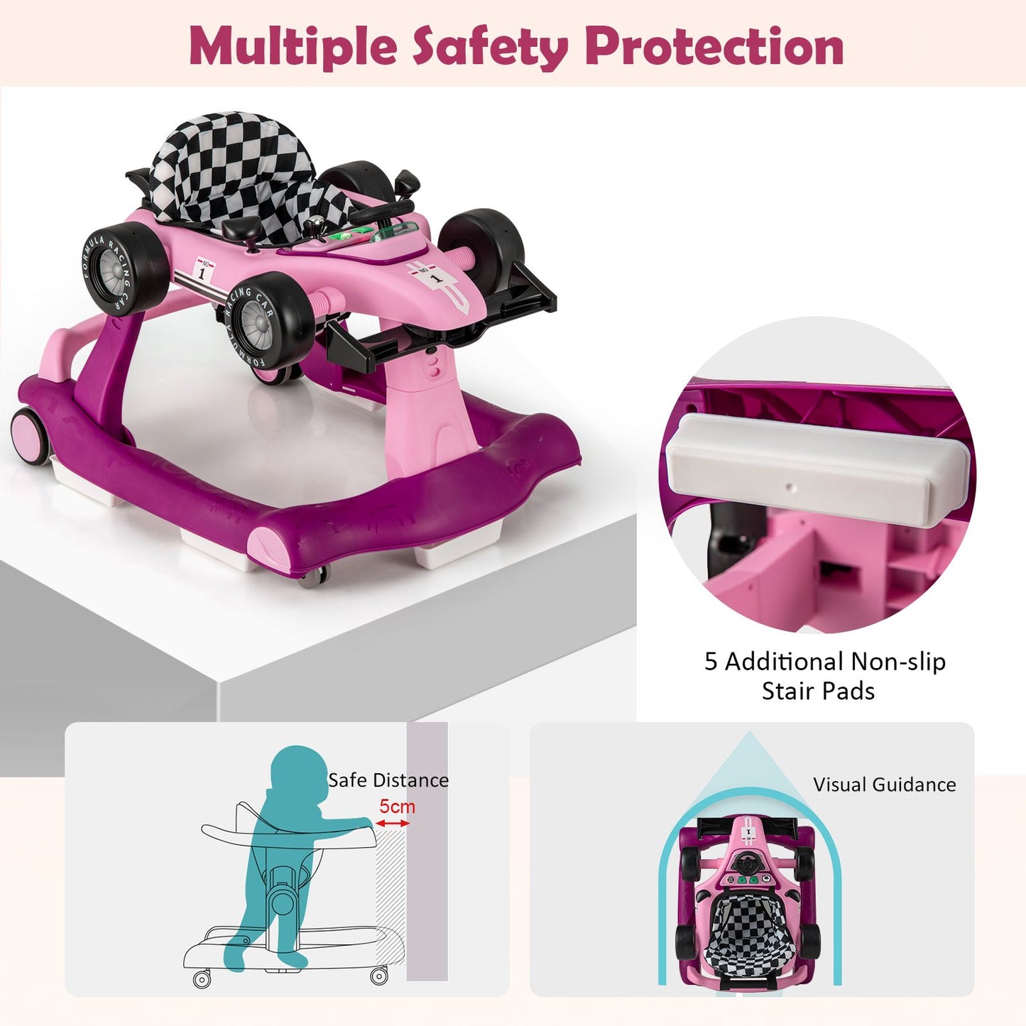 Versatile 4-In-1 Baby Push Walker - Adjustable Height & Speed for Growing Toddlers