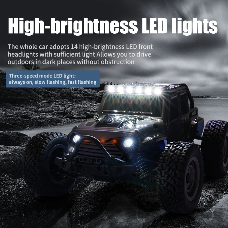 High-Speed 1:16 4WD RC Drift Monster Truck - 70KM/H Remote Control Car with LED for Kids - Wltoys 144001 Compatible