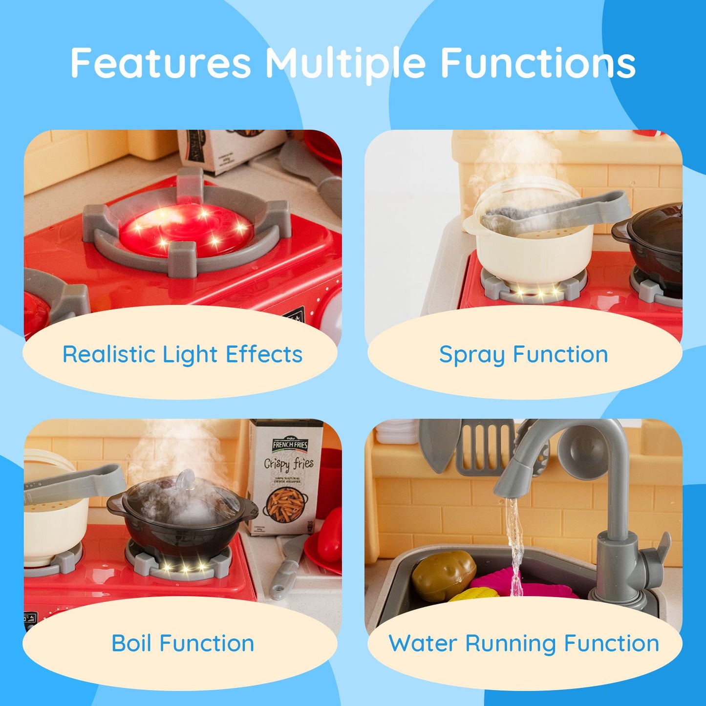 Ultimate 69-Piece Kids Kitchen Playset with Realistic Boiling and Vapor Effects!