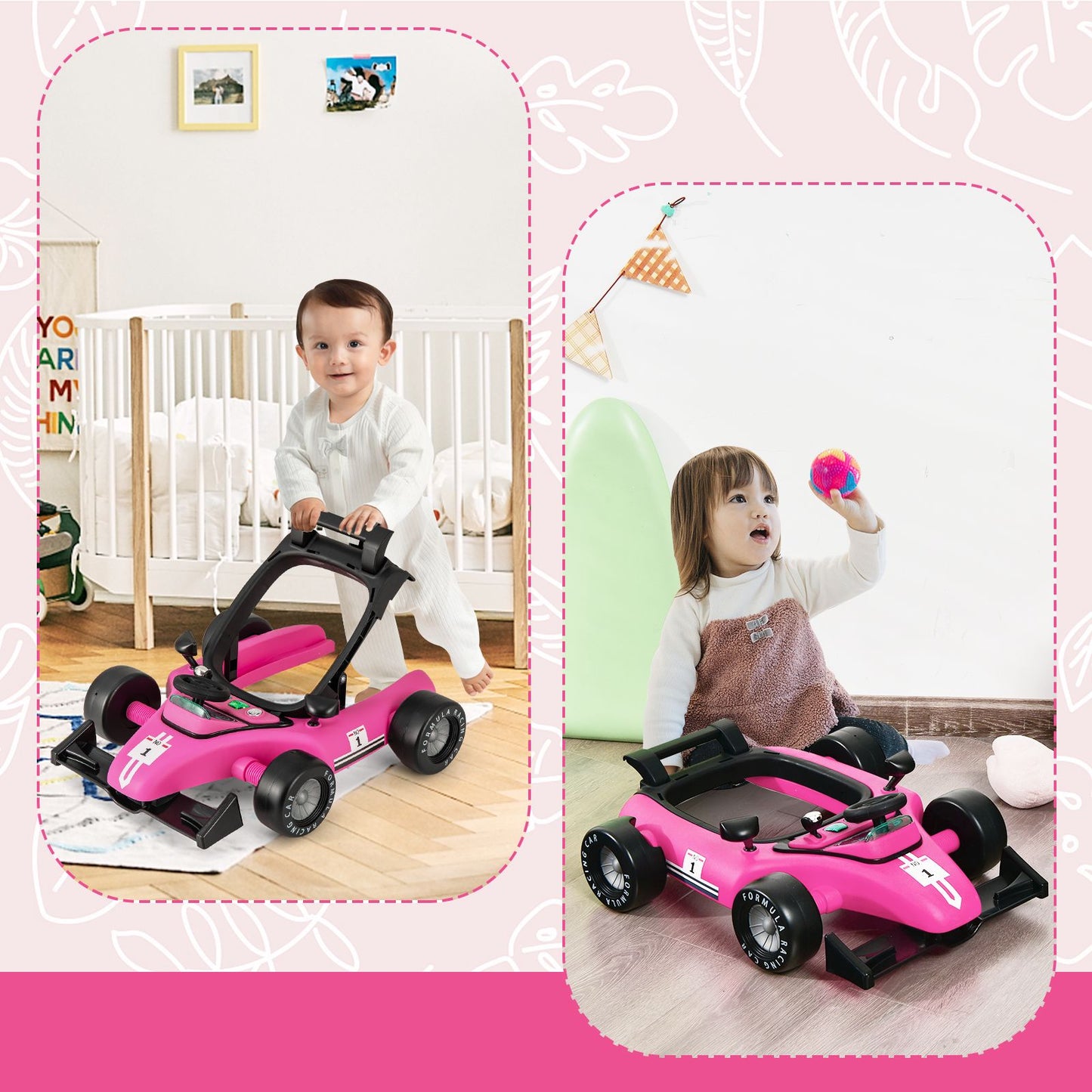 Versatile 4-In-1 Baby Push Walker - Adjustable Height & Speed for Growing Toddlers