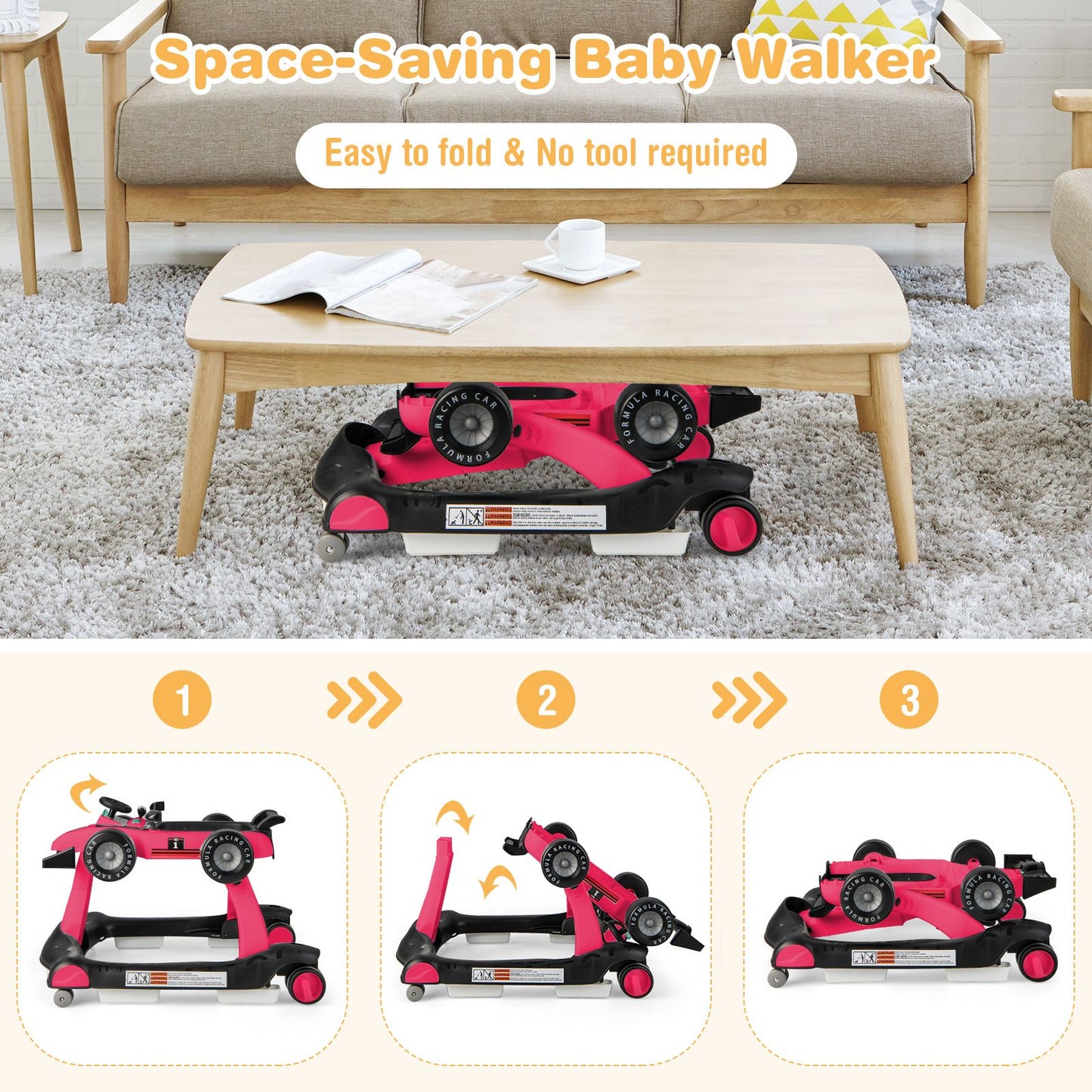 Versatile 4-In-1 Baby Push Walker - Adjustable Height & Speed for Growing Toddlers