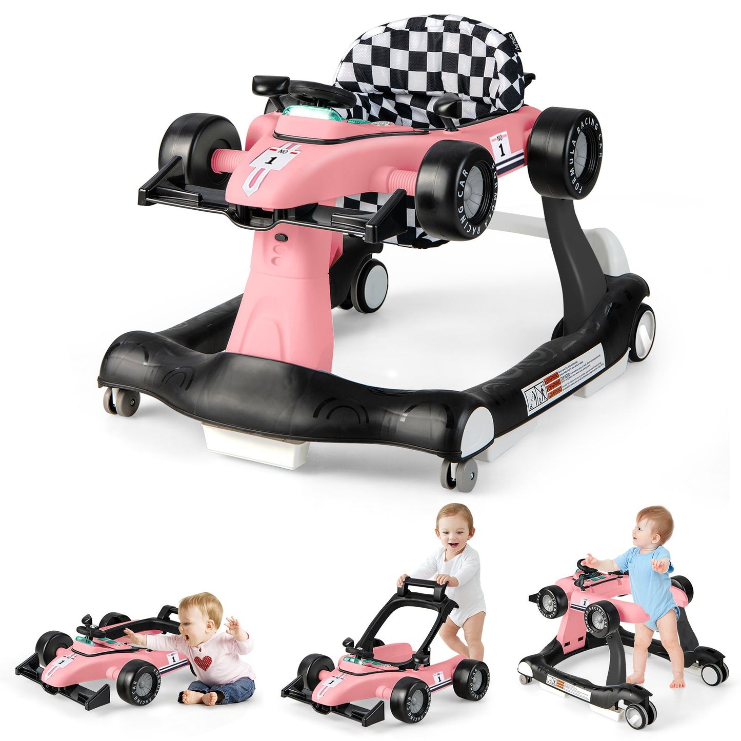 Versatile 4-In-1 Baby Push Walker - Adjustable Height & Speed for Growing Toddlers