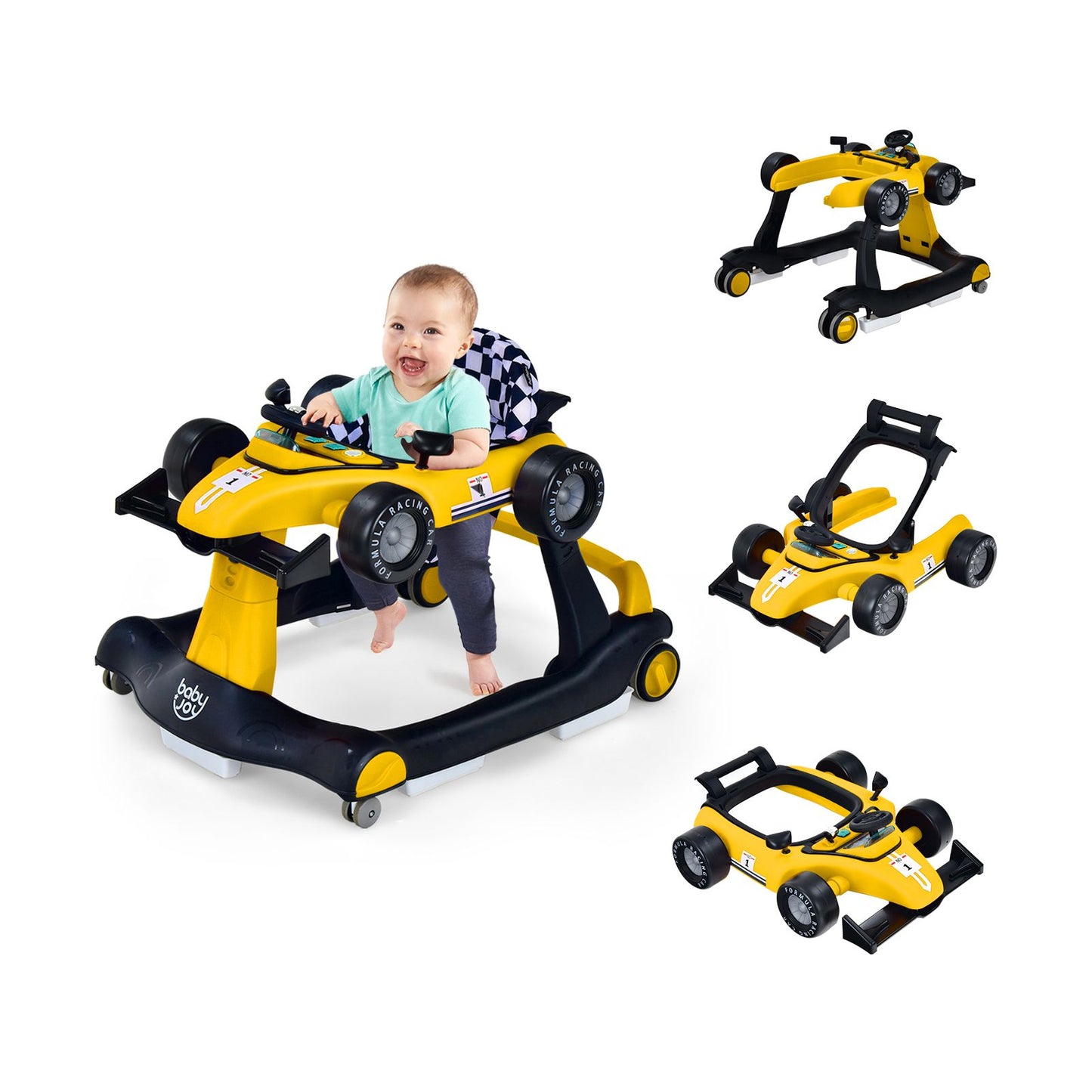 Versatile 4-In-1 Baby Push Walker - Adjustable Height & Speed for Growing Toddlers