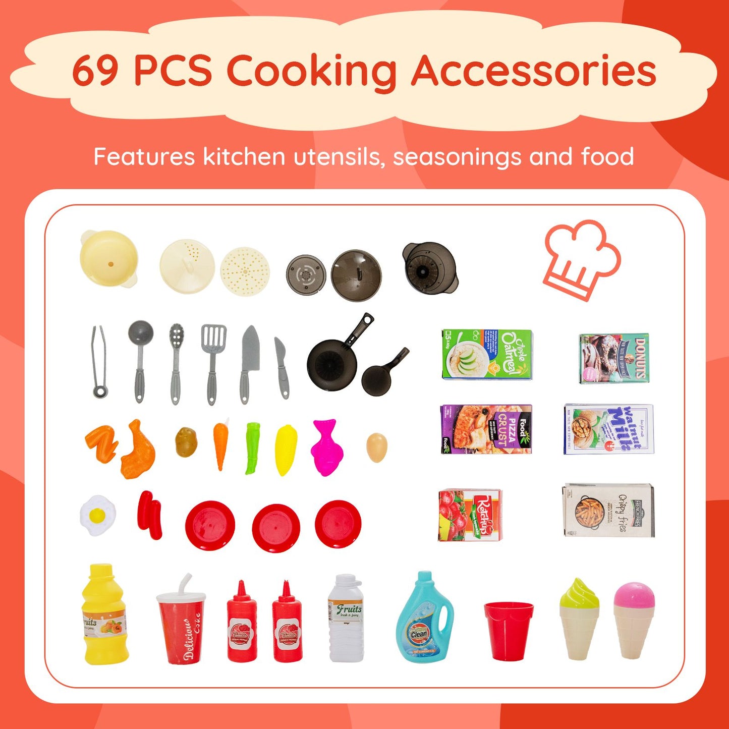 Ultimate 69-Piece Kids Kitchen Playset with Realistic Boiling and Vapor Effects!