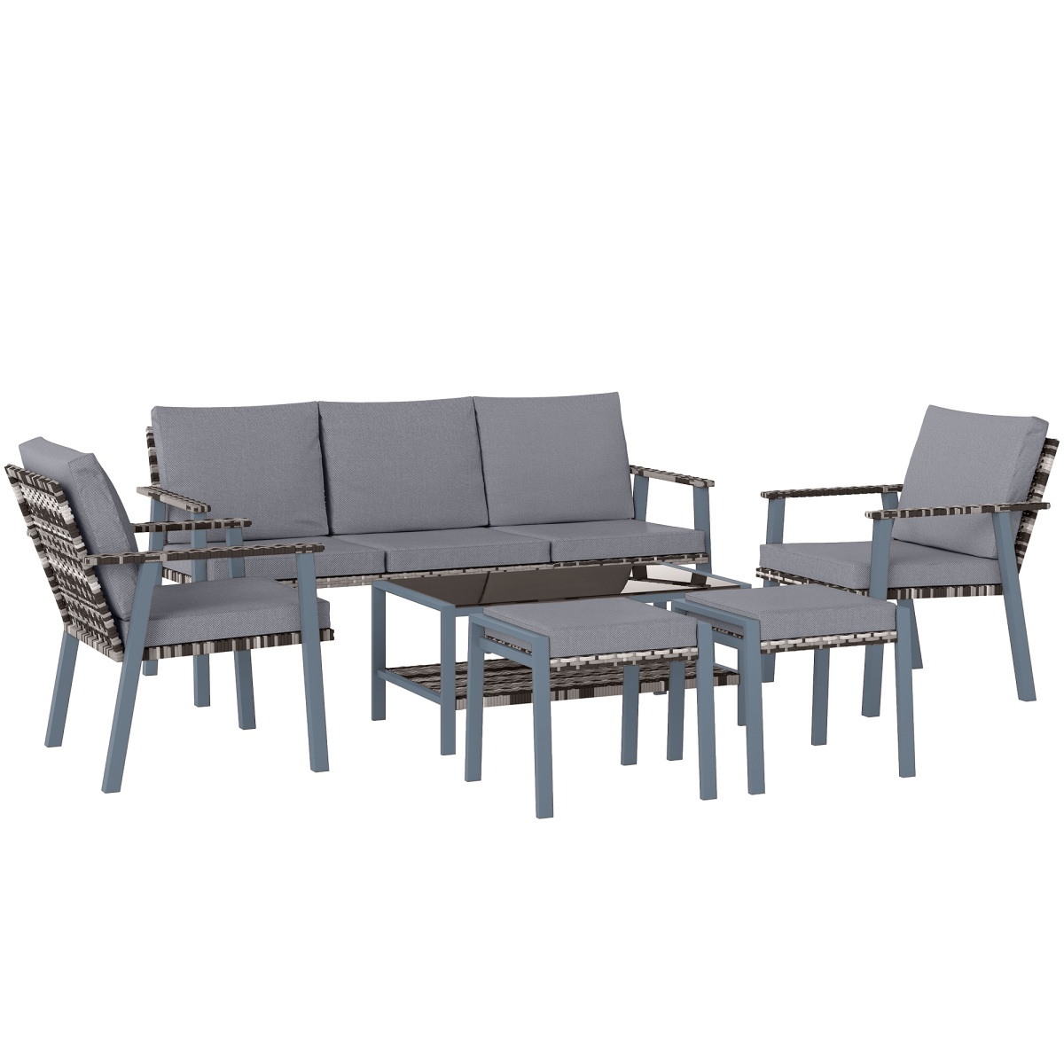 7-Seater Rattan Garden Set: Stylish Comfort with Glass Table