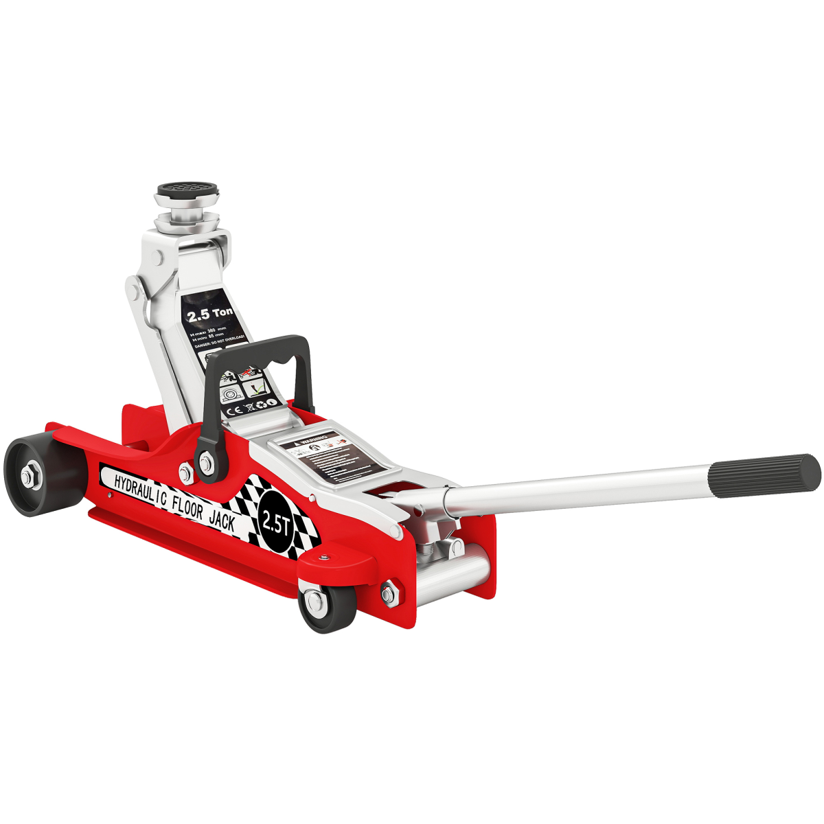 2.5T Hydraulic Low Profile Floor Jack - Versatile & Durable, Red