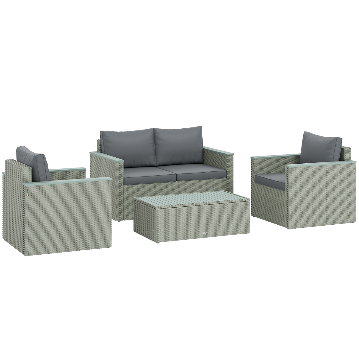 Chic 4-Piece Rattan Garden Set with Cushions - Light Grey Comfort!