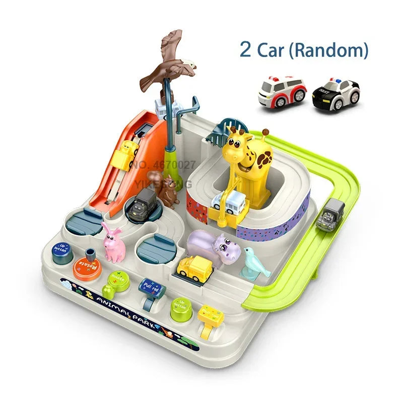 Ultimate Racing Rail Car Adventure Set - Interactive Educational Toy for Kids with Trains, Animals, and Space Rockets!
