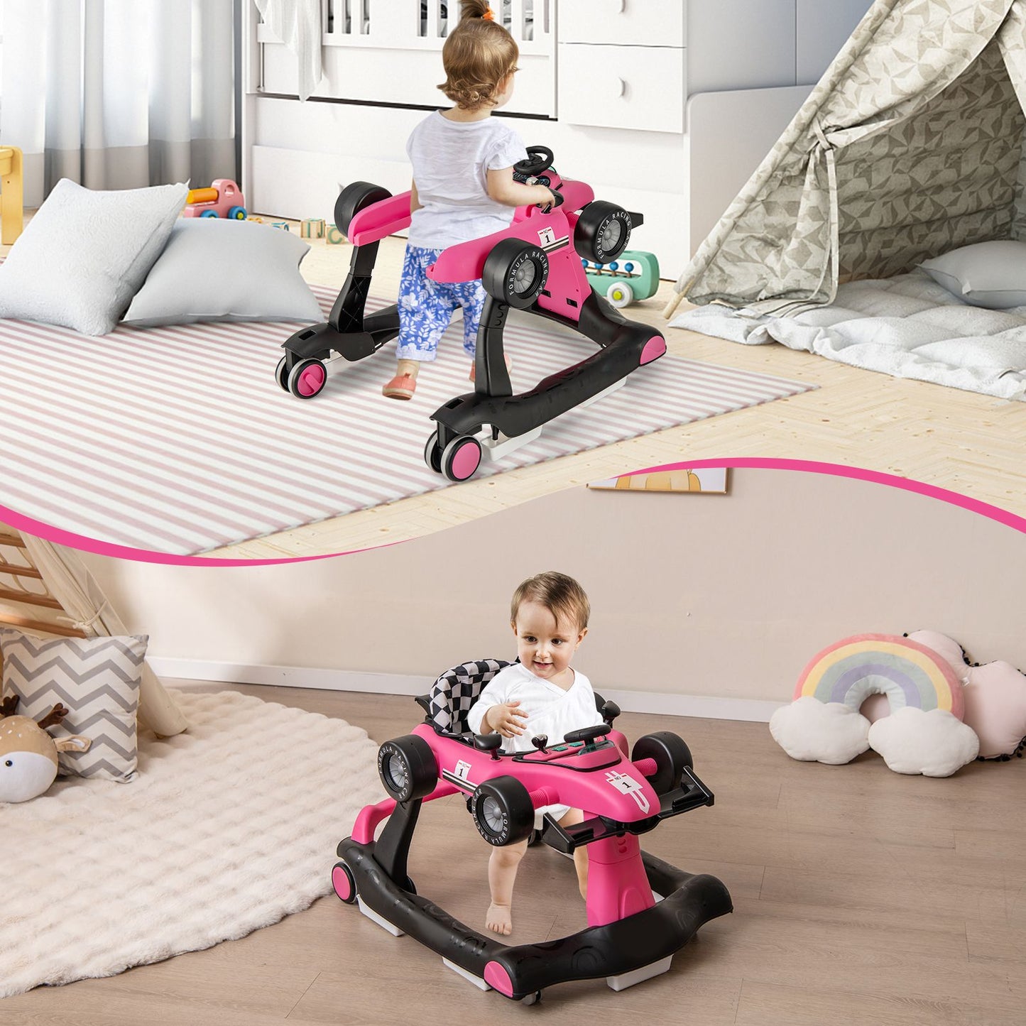 Versatile 4-In-1 Baby Push Walker - Adjustable Height & Speed for Growing Toddlers