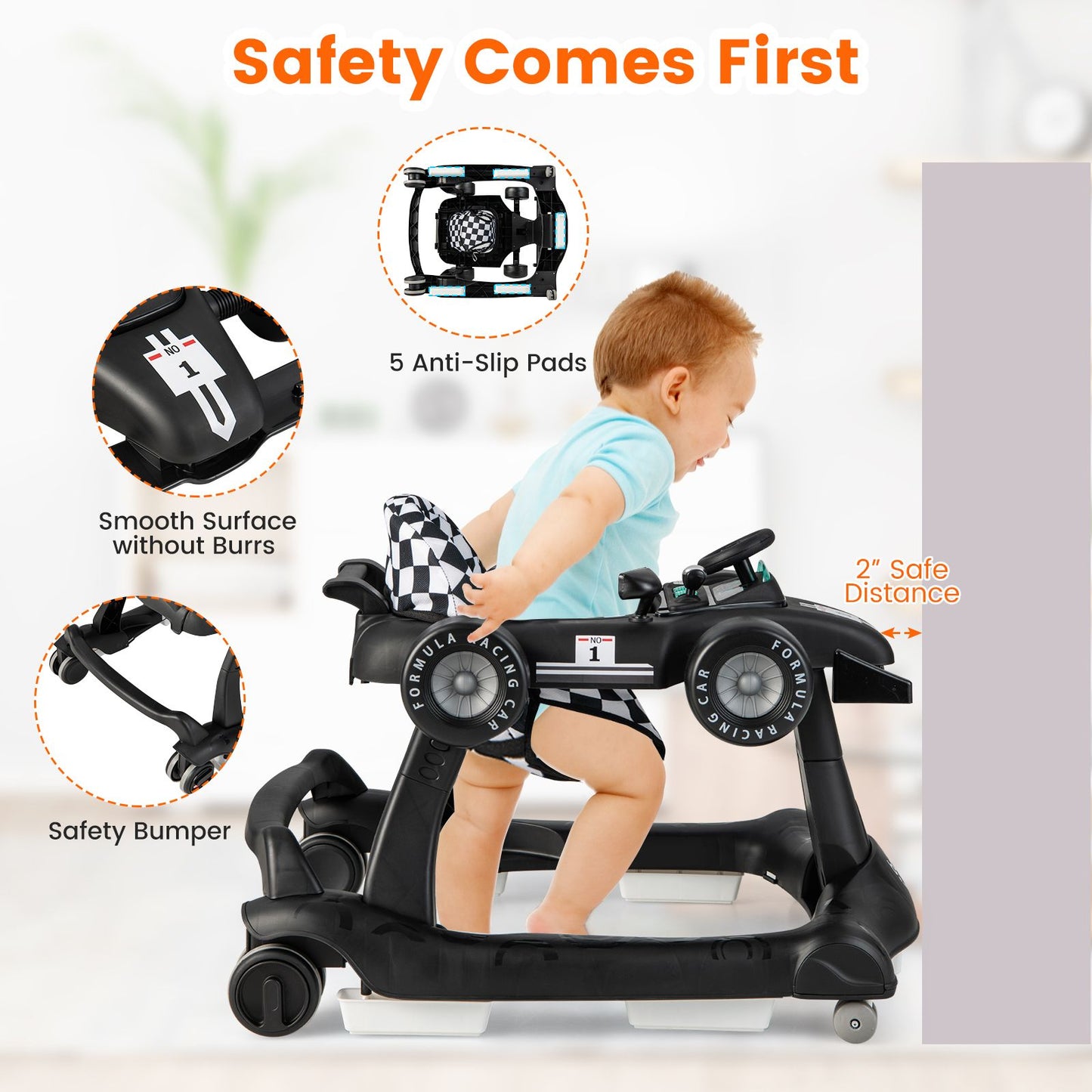 Versatile 4-In-1 Baby Push Walker - Adjustable Height & Speed for Growing Toddlers