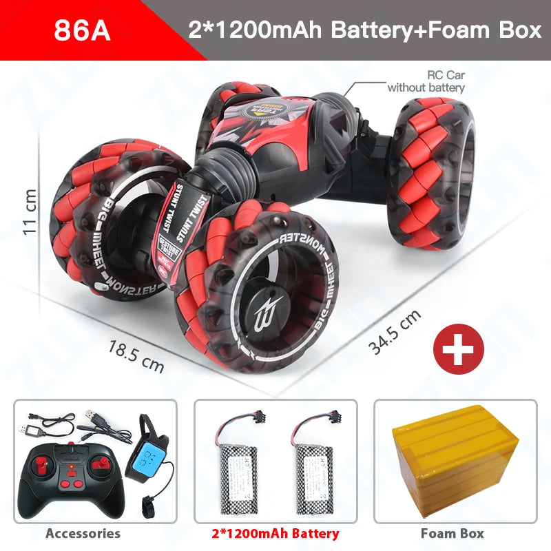1:12 Scale 4WD RC Gesture Control Off-Road Stunt Car with Music & Lights - Perfect Gift for Boys!