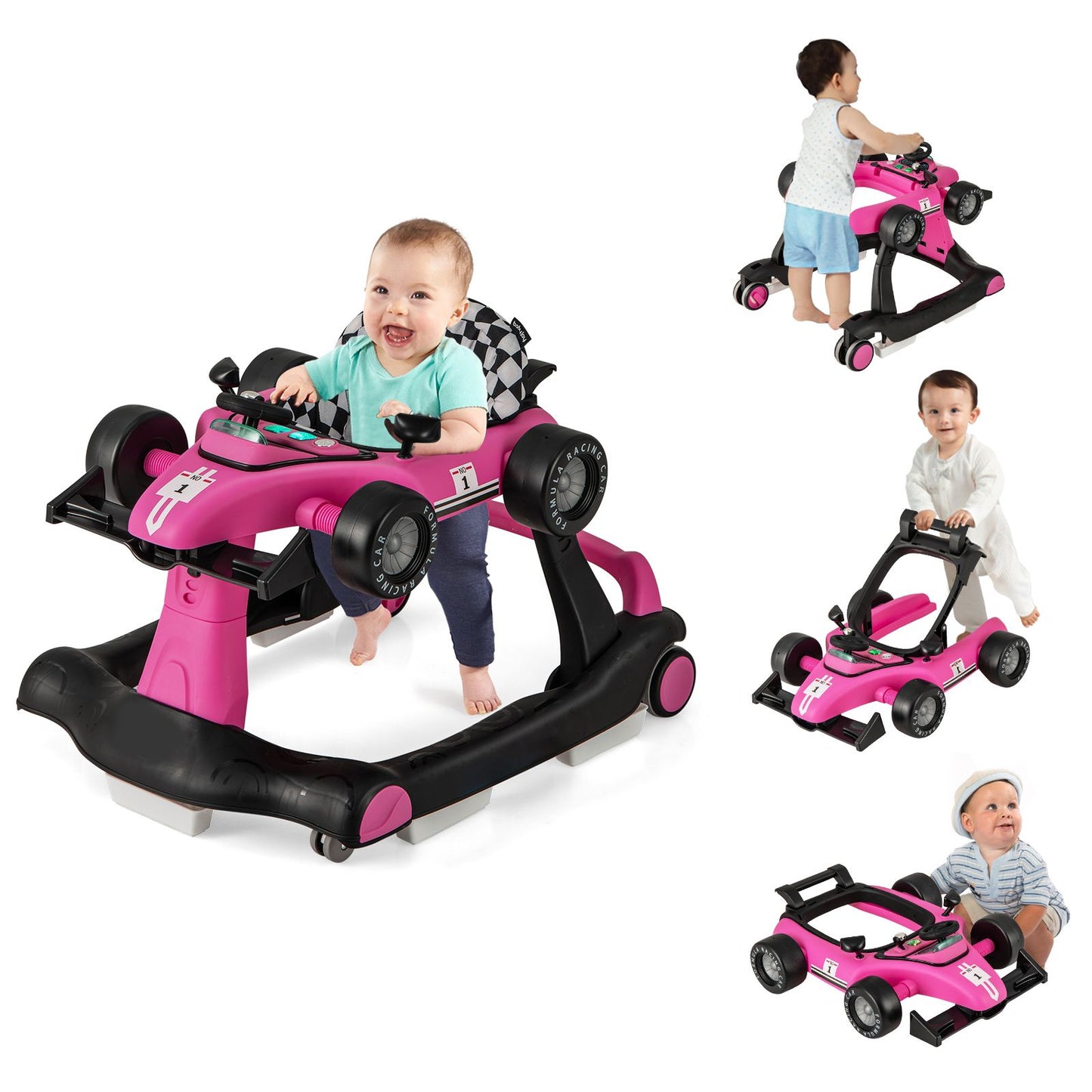 Versatile 4-In-1 Baby Push Walker - Adjustable Height & Speed for Growing Toddlers