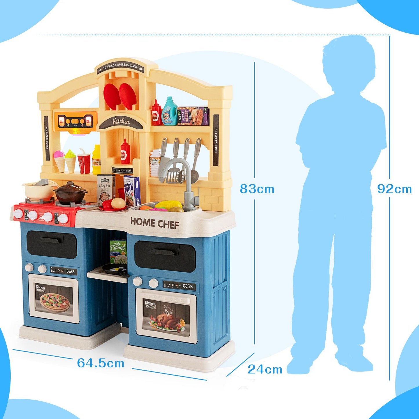Ultimate 69-Piece Kids Kitchen Playset with Realistic Boiling and Vapor Effects!