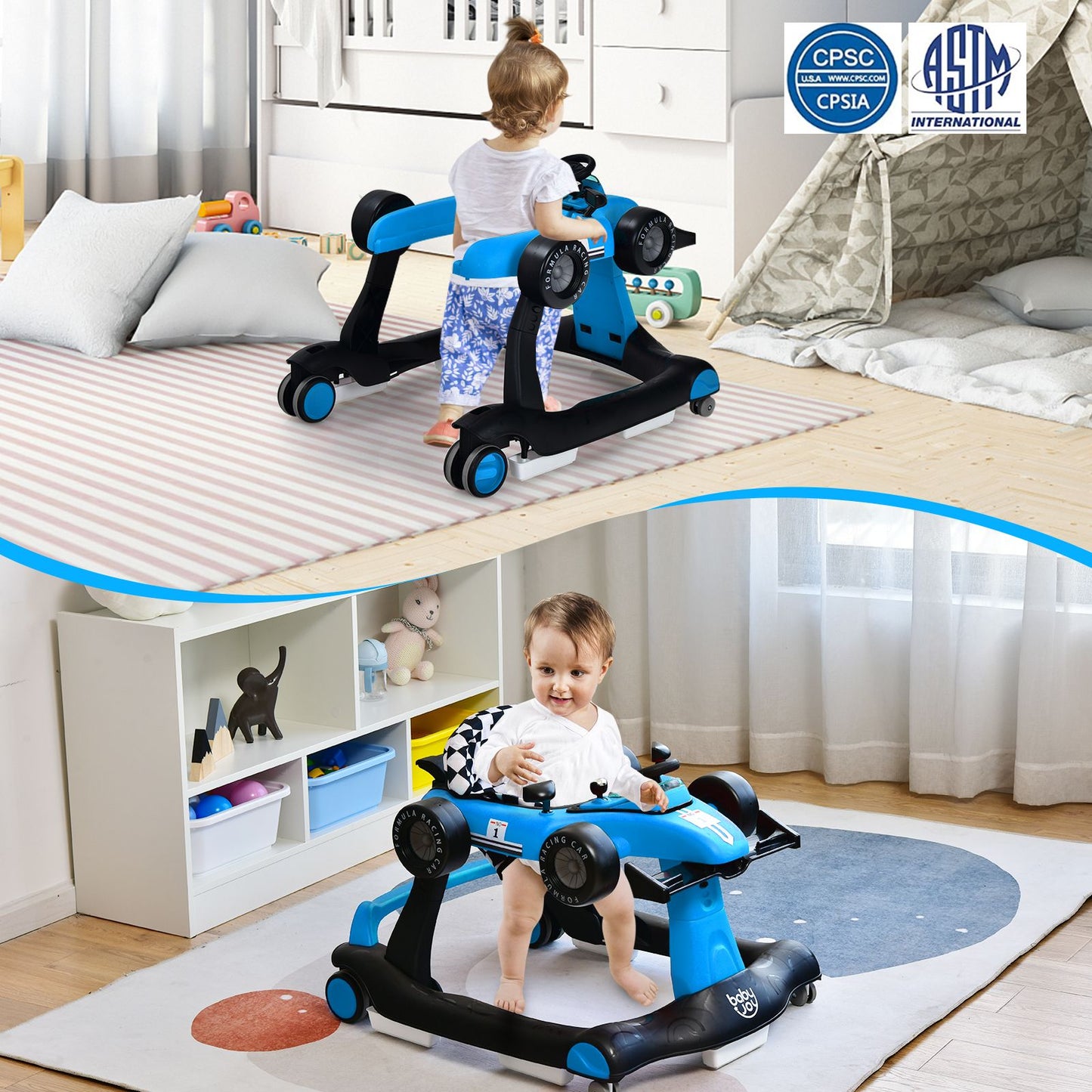 Versatile 4-In-1 Baby Push Walker - Adjustable Height & Speed for Growing Toddlers