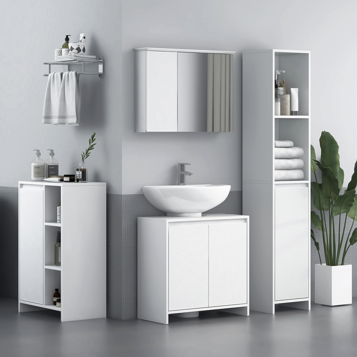 Slim White Bathroom Cabinet: Stylish Storage for Toiletries & Essentials