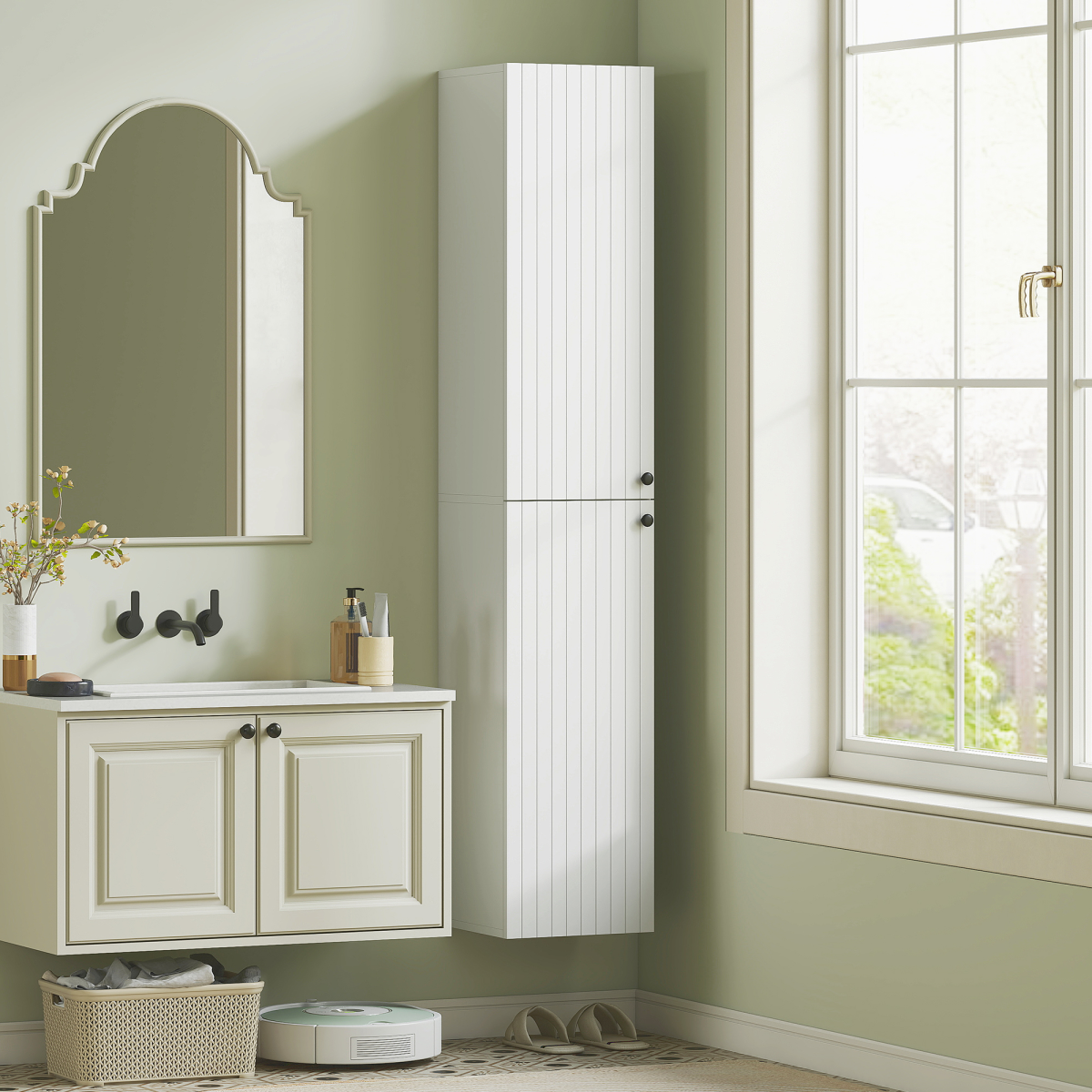 Maximize Space: Wall-Mounted Slim Bathroom Cabinet with 6-Tier Storage