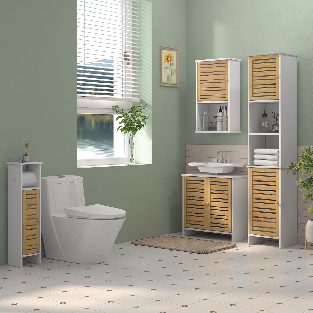 Slim Bathroom Cabinet: Stylish Space Saver with Adjustable Shelves