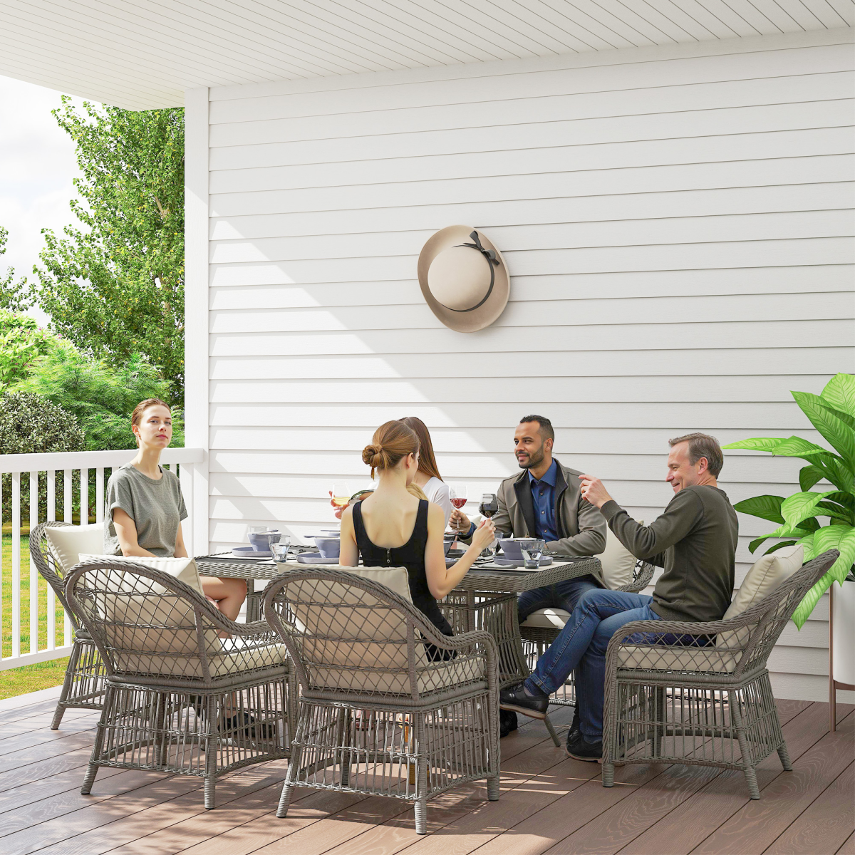 6-Seater Rattan Dining Set: Elegant & Comfy Garden Furniture