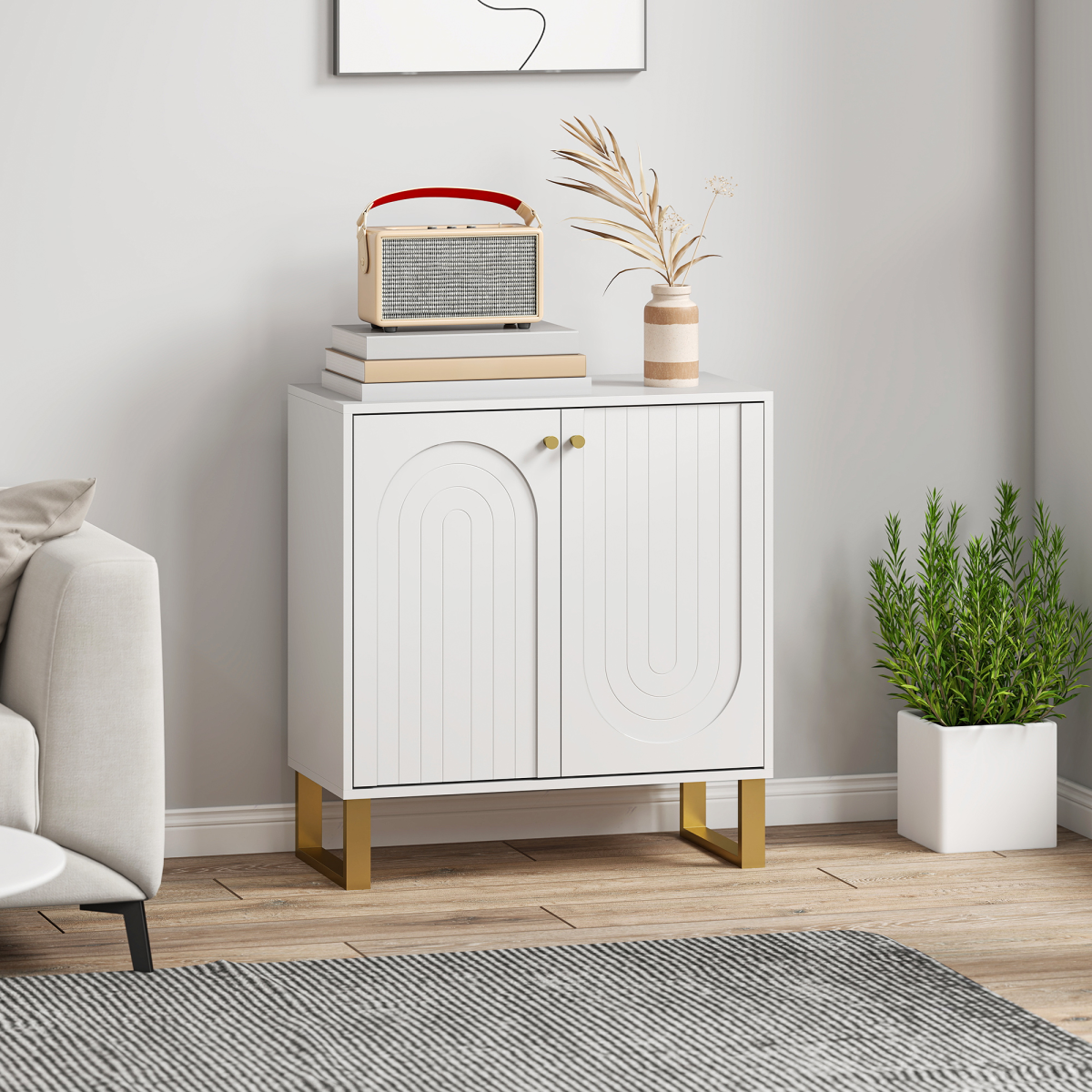 Elegant Sideboard with Adjustable Shelves & Stylish Arched Doors