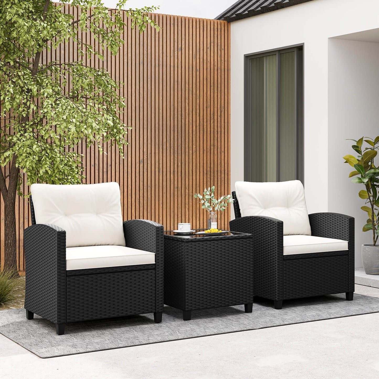 Stylish 3-Piece Rattan Patio Furniture Set with Comfortable Cushions for Ultimate Relaxation