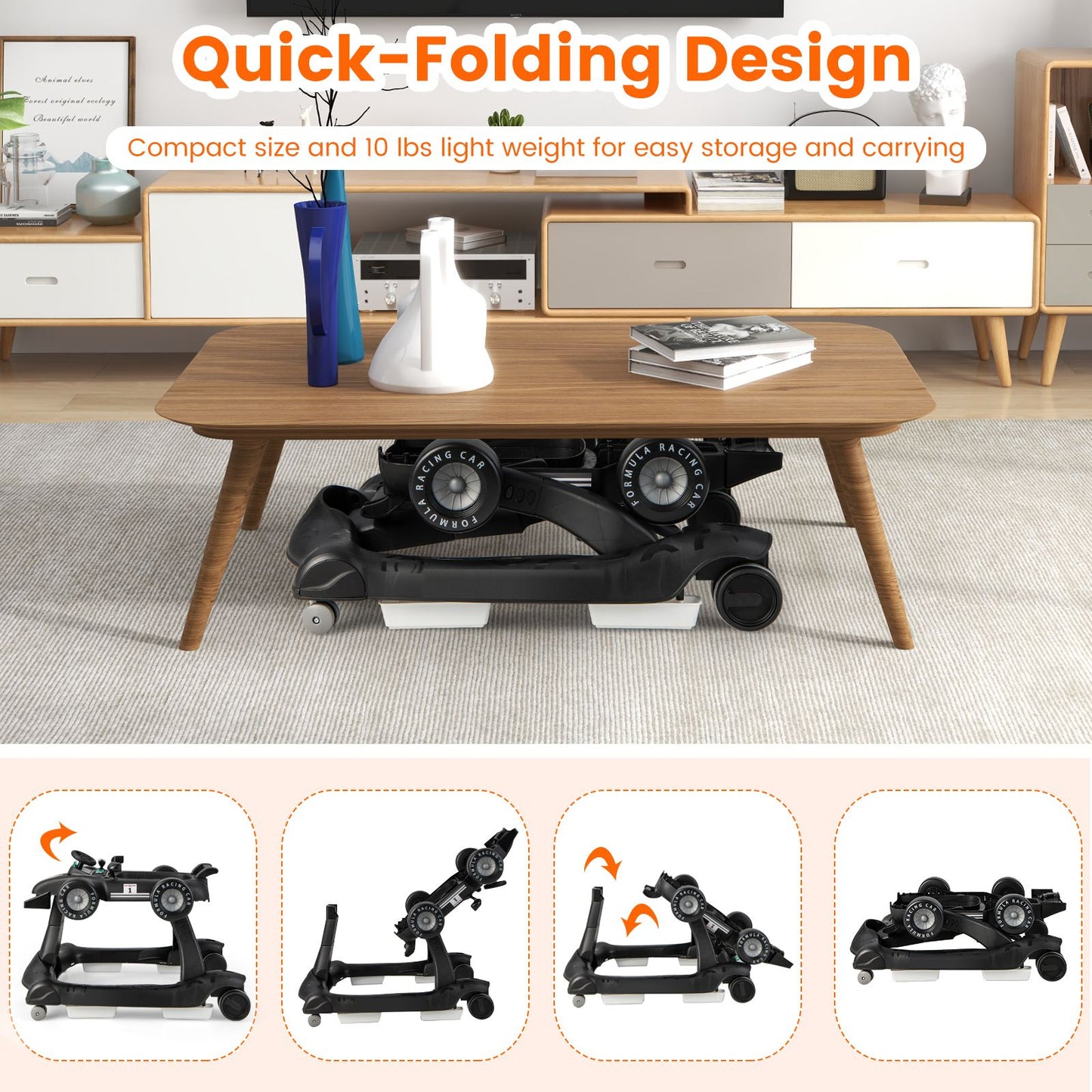 Versatile 4-In-1 Baby Push Walker - Adjustable Height & Speed for Growing Toddlers