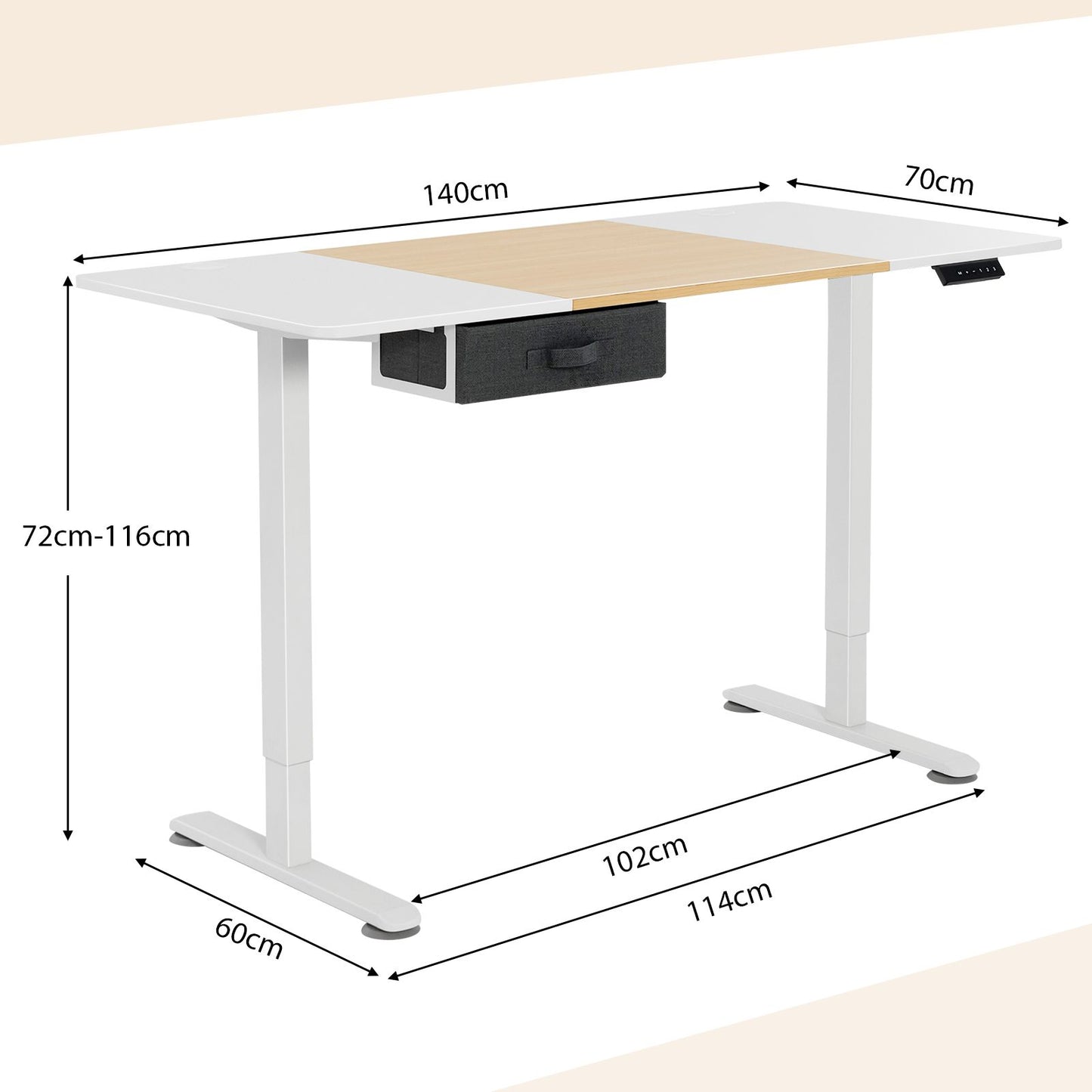 Transform Your Workspace: Electric Height Adjustable Standing Desk with USB Charging Port