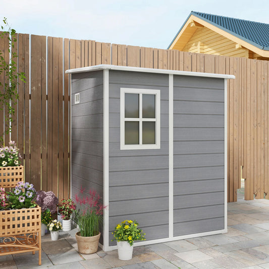 4x5 Ft Lockable Plastic Garden Shed with Ventilation for Tool Storage