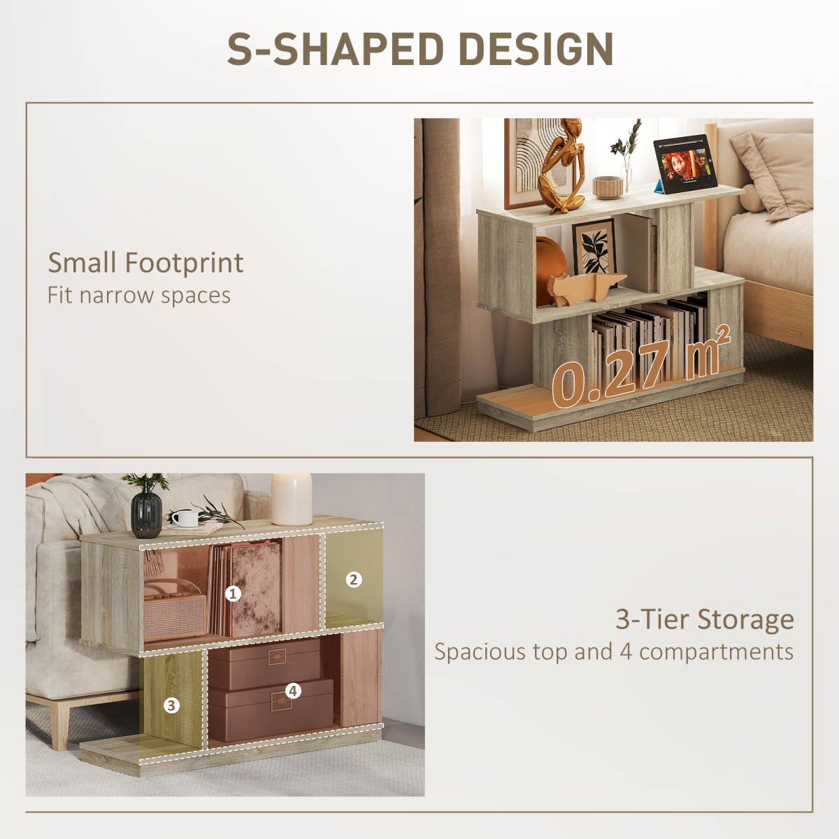 Elevate Your Space: S-Shaped Modern End Table & Nightstand