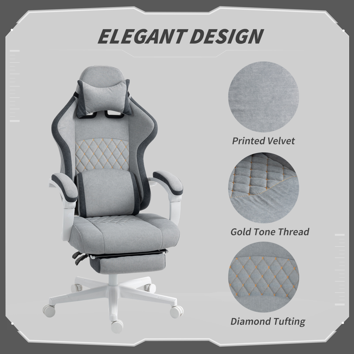 Elegant Grey Velvet Recliner Chair with Adjustable Height for Ultimate Comfort
