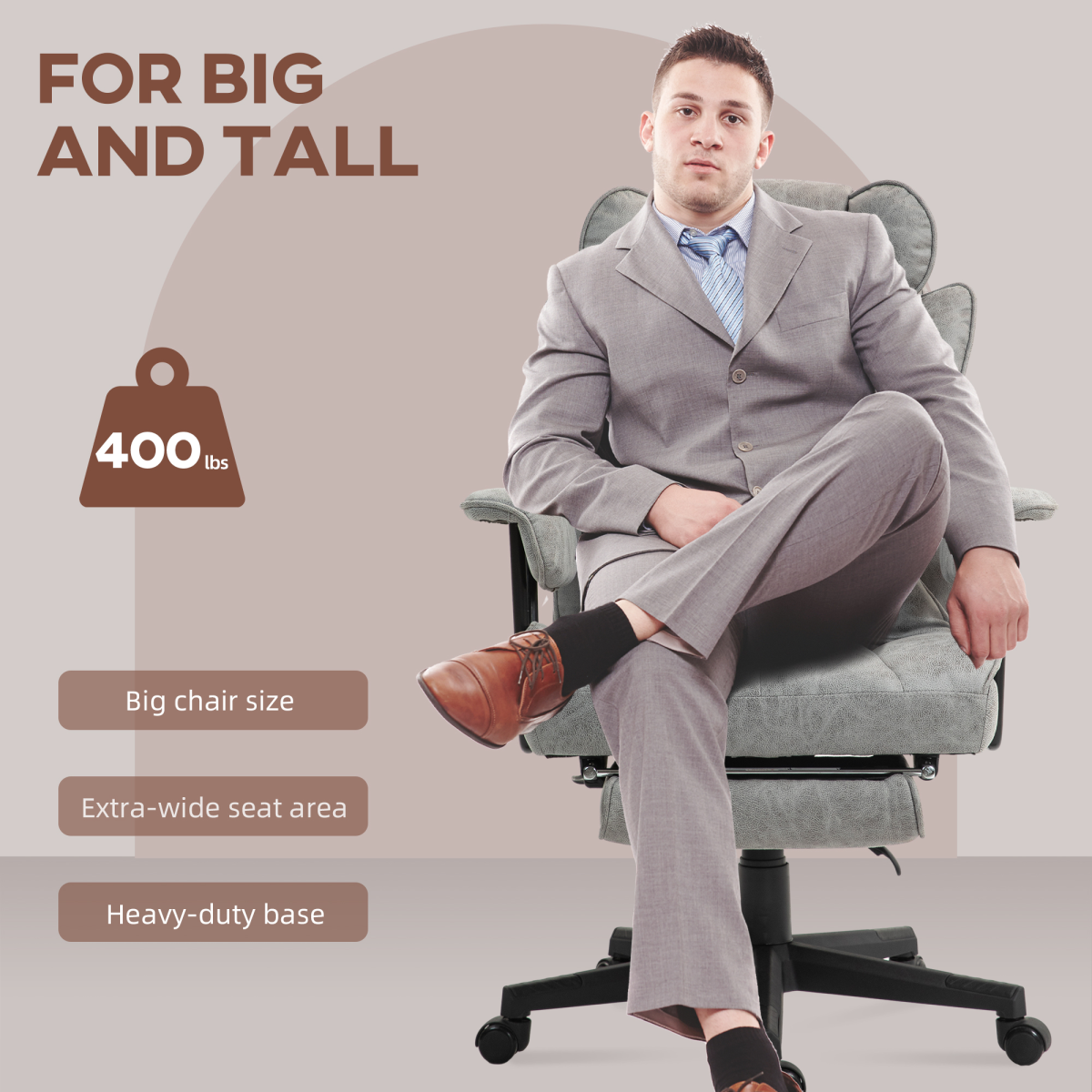 Ergonomic Office Chair with Footrest - Comfort Meets Style in Grey