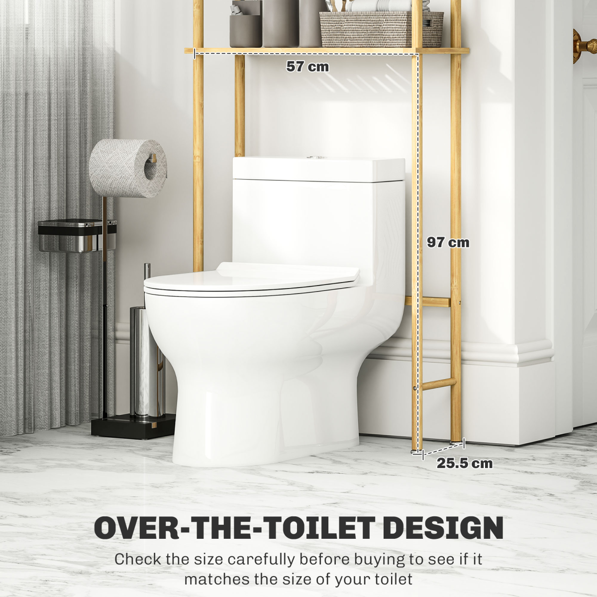 Maximize Space: Bamboo Over Toilet Storage Unit with 3 Shelves