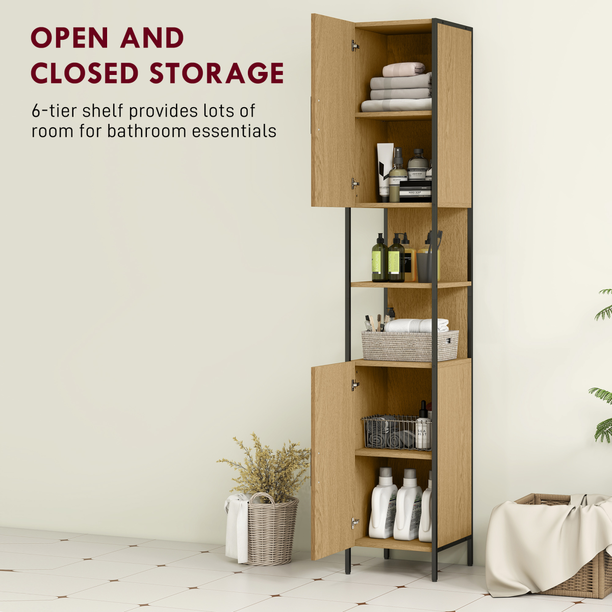 Slim Industrial Bathroom Cabinet – Stylish Storage for a Clutter-Free Oasis