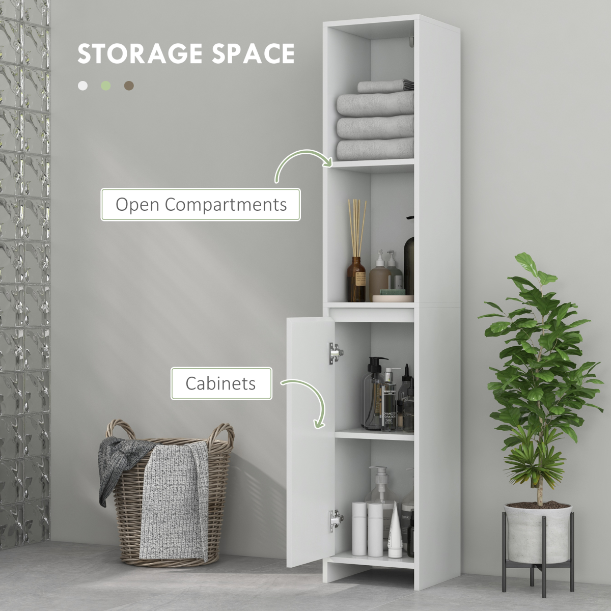 Slim White Bathroom Cabinet: Stylish Storage for Toiletries & Essentials