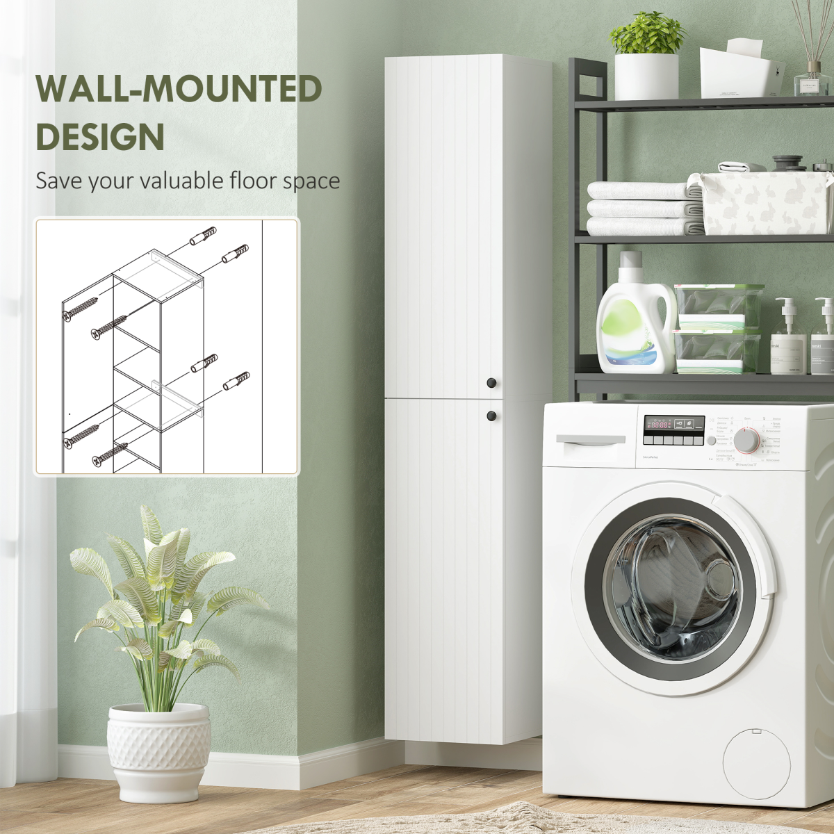 Maximize Space: Wall-Mounted Slim Bathroom Cabinet with 6-Tier Storage