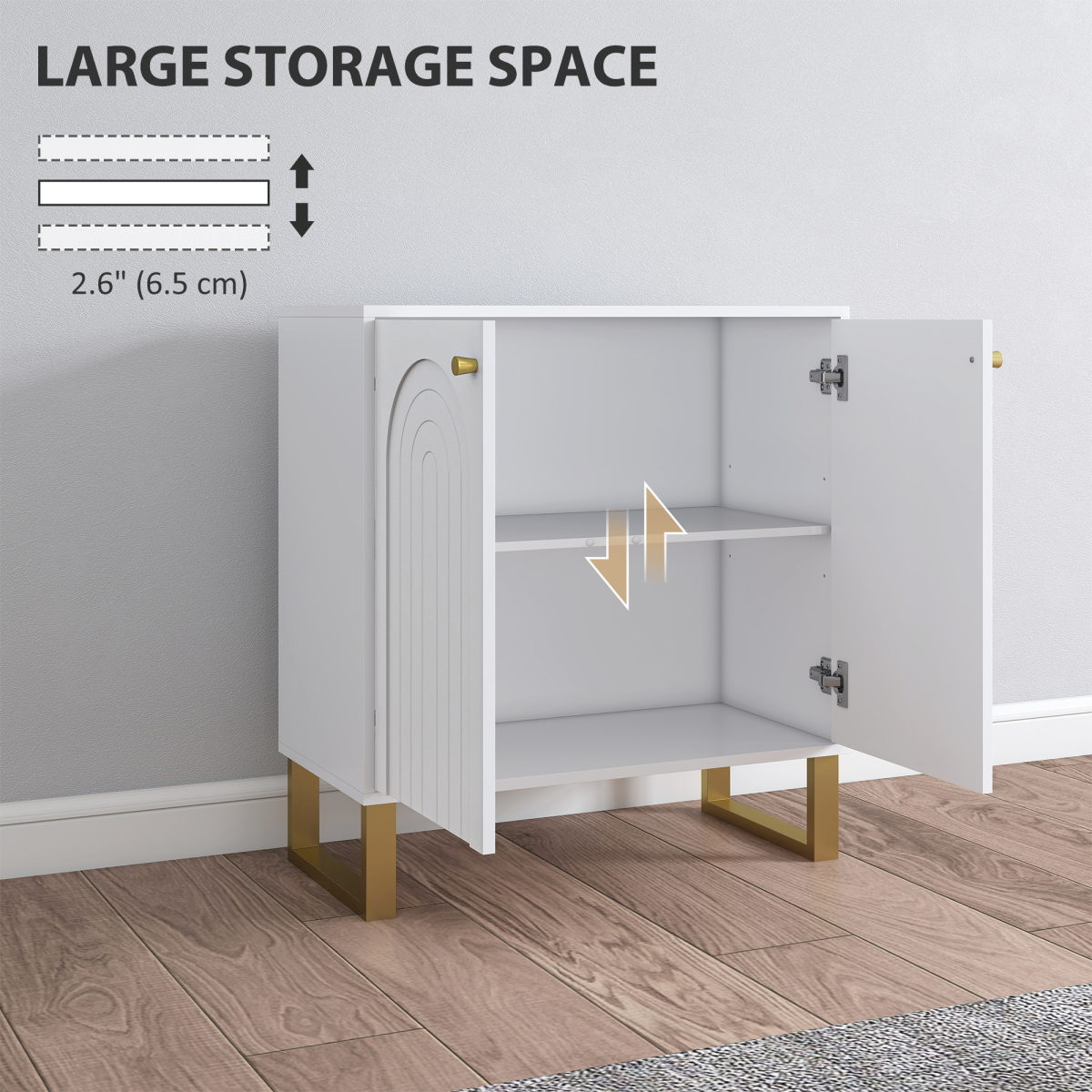 Elegant Sideboard with Adjustable Shelves & Stylish Arched Doors