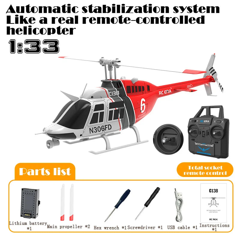 Experience the Thrill of Flight with the RC ERA C138 1:36 Remote Control Bell 206 Helicopter - Altitude Hold & 6-Axis Gyro Technology!