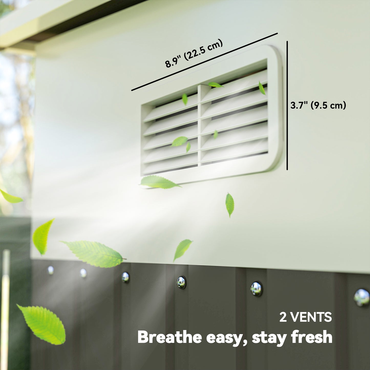 Outdoor 11.3x9.2ft Steel Garden Shed with Double Doors & Vents – Grey