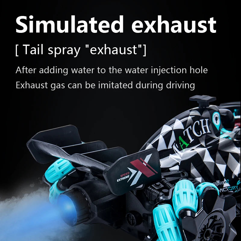 F1 RC Drift Car with LED Lights & Music - 2.4G Gesture Control Stunt Car for Kids - 4WD Electric Fun!