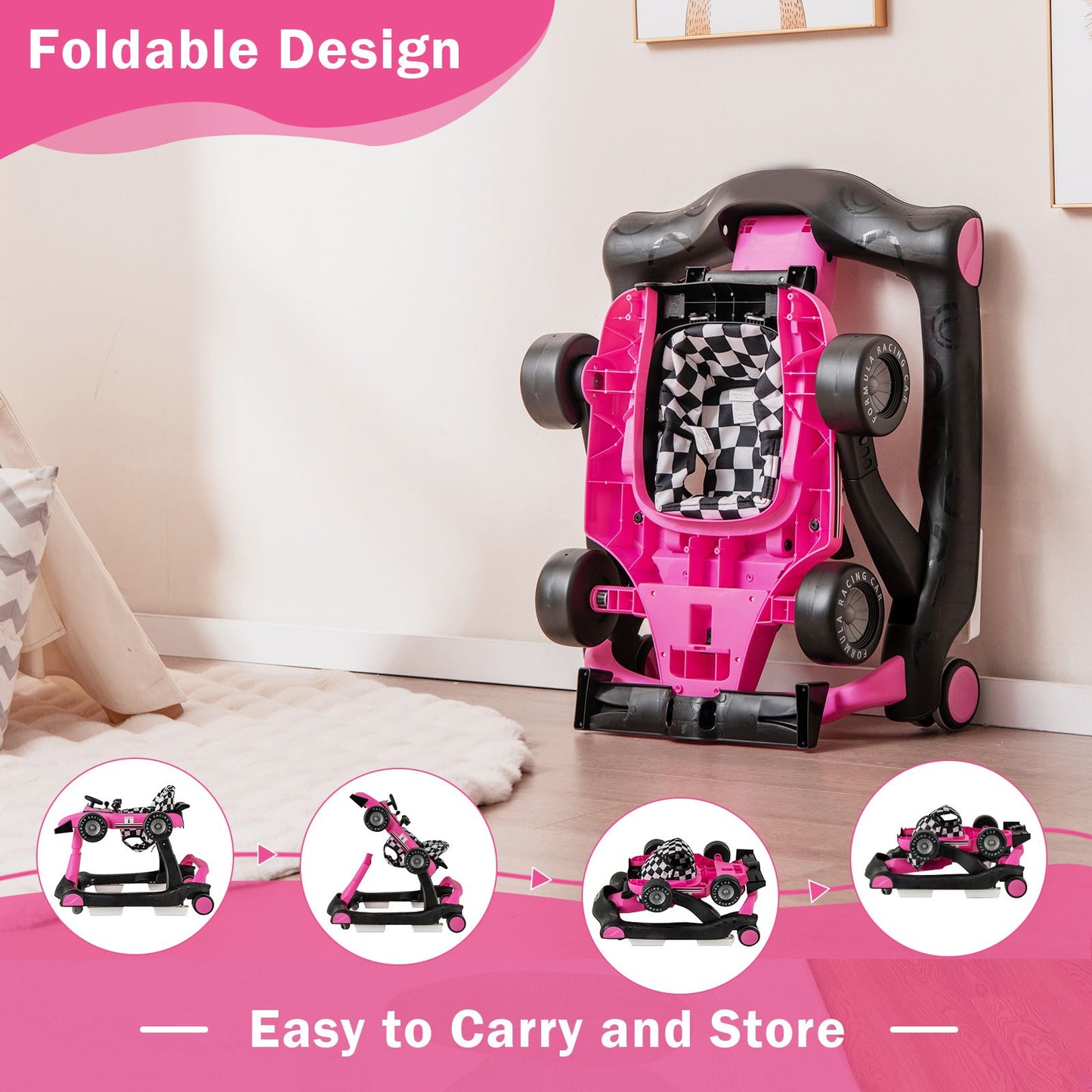 Versatile 4-In-1 Baby Push Walker - Adjustable Height & Speed for Growing Toddlers