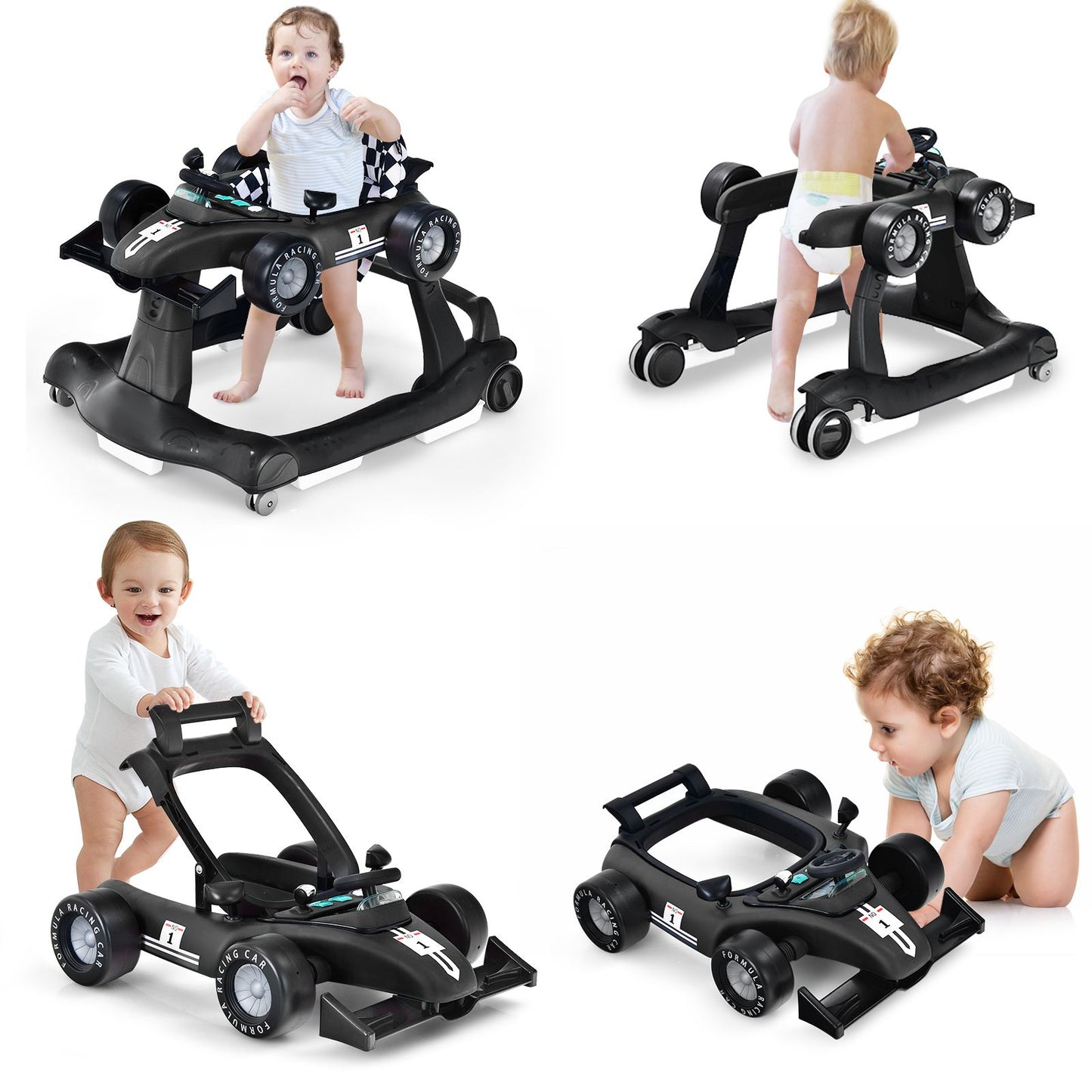 Versatile 4-In-1 Baby Push Walker - Adjustable Height & Speed for Growing Toddlers