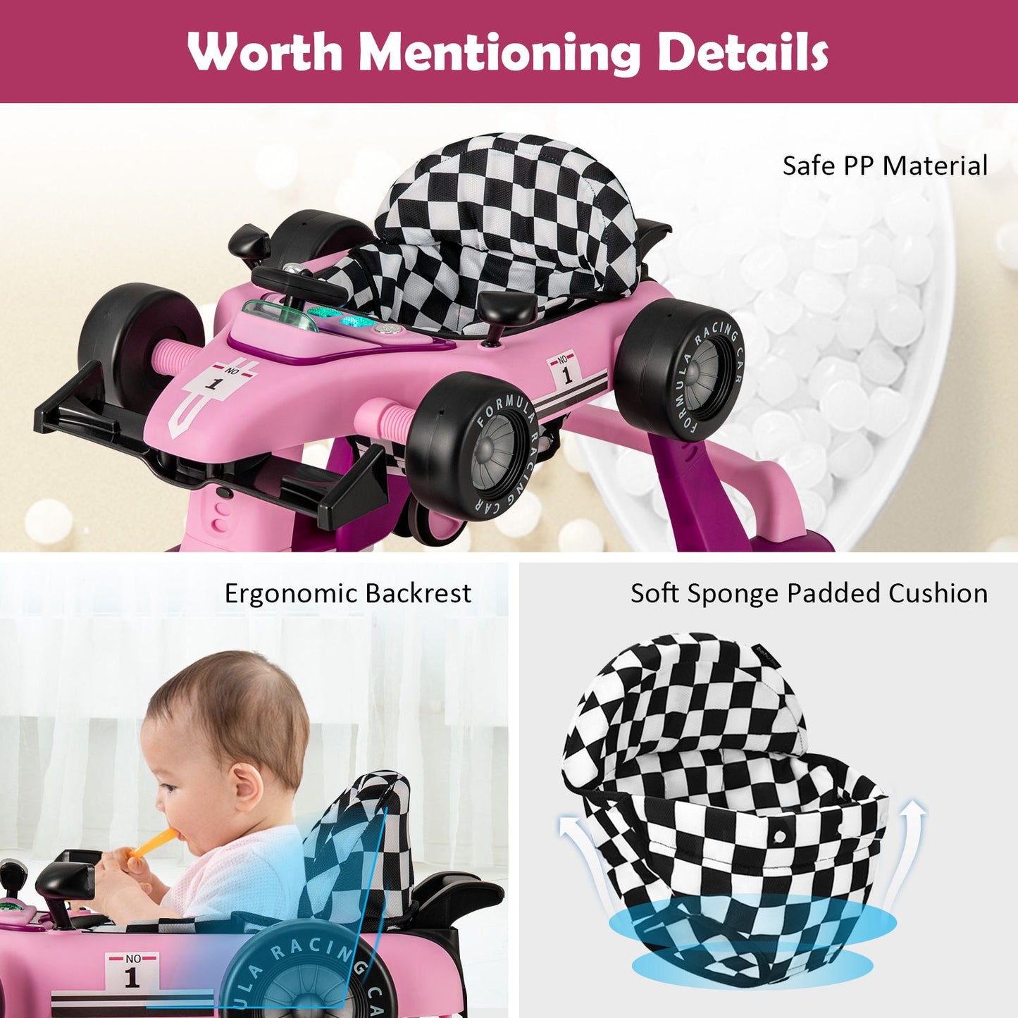 Versatile 4-In-1 Baby Push Walker - Adjustable Height & Speed for Growing Toddlers