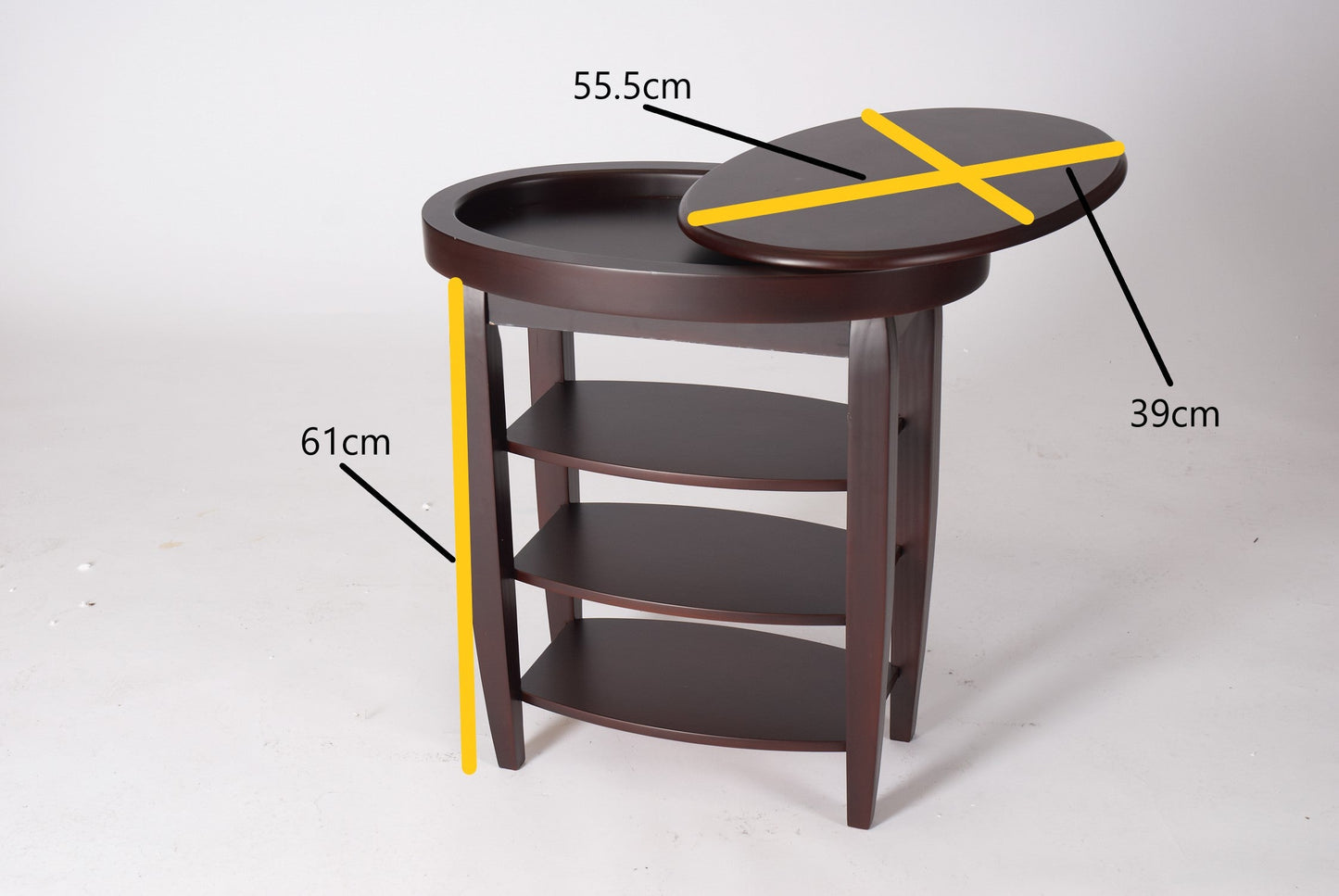 Swivel Top Side Table with Hidden Storage – Mahogany or Oak Finish