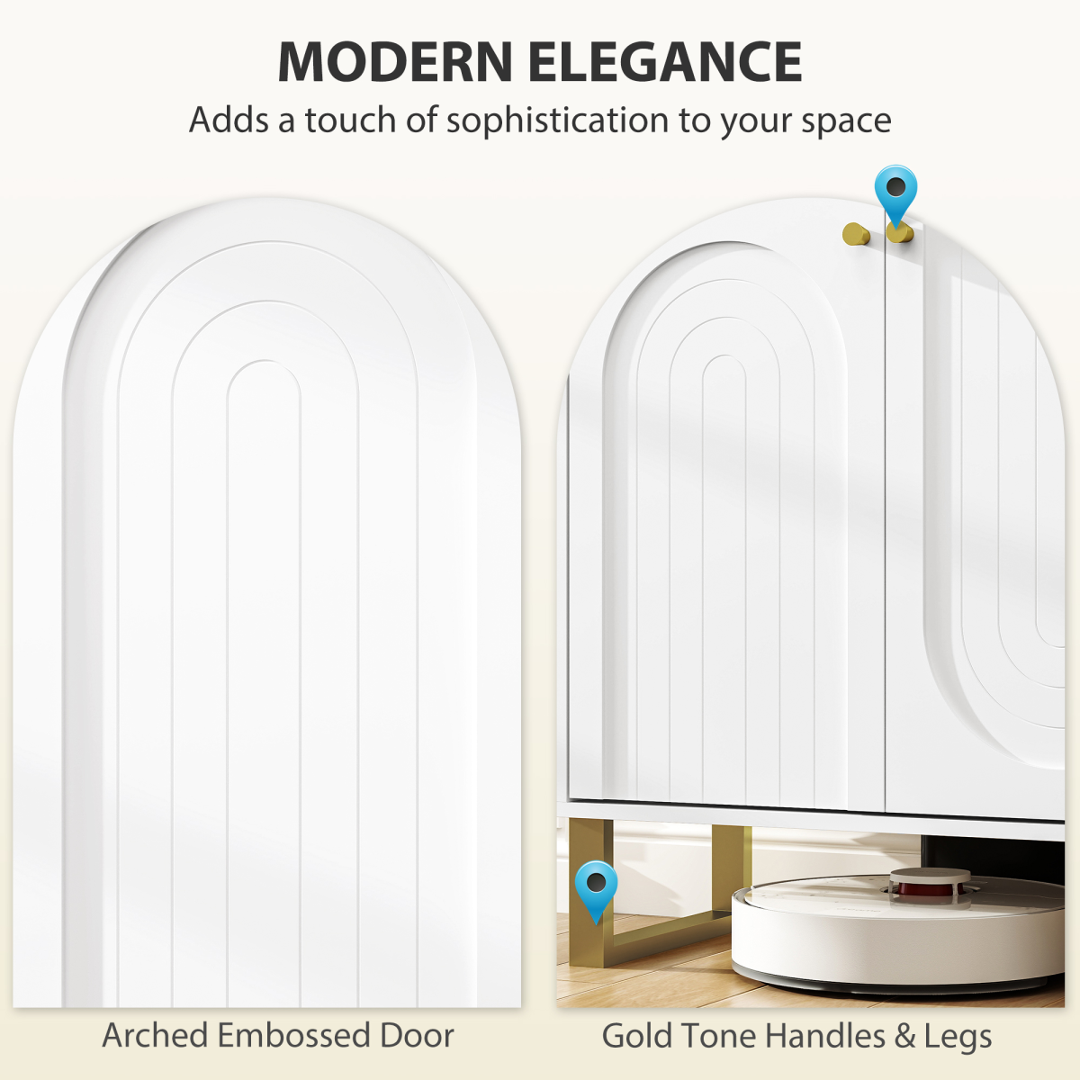 Elegant Sideboard with Adjustable Shelves & Stylish Arched Doors