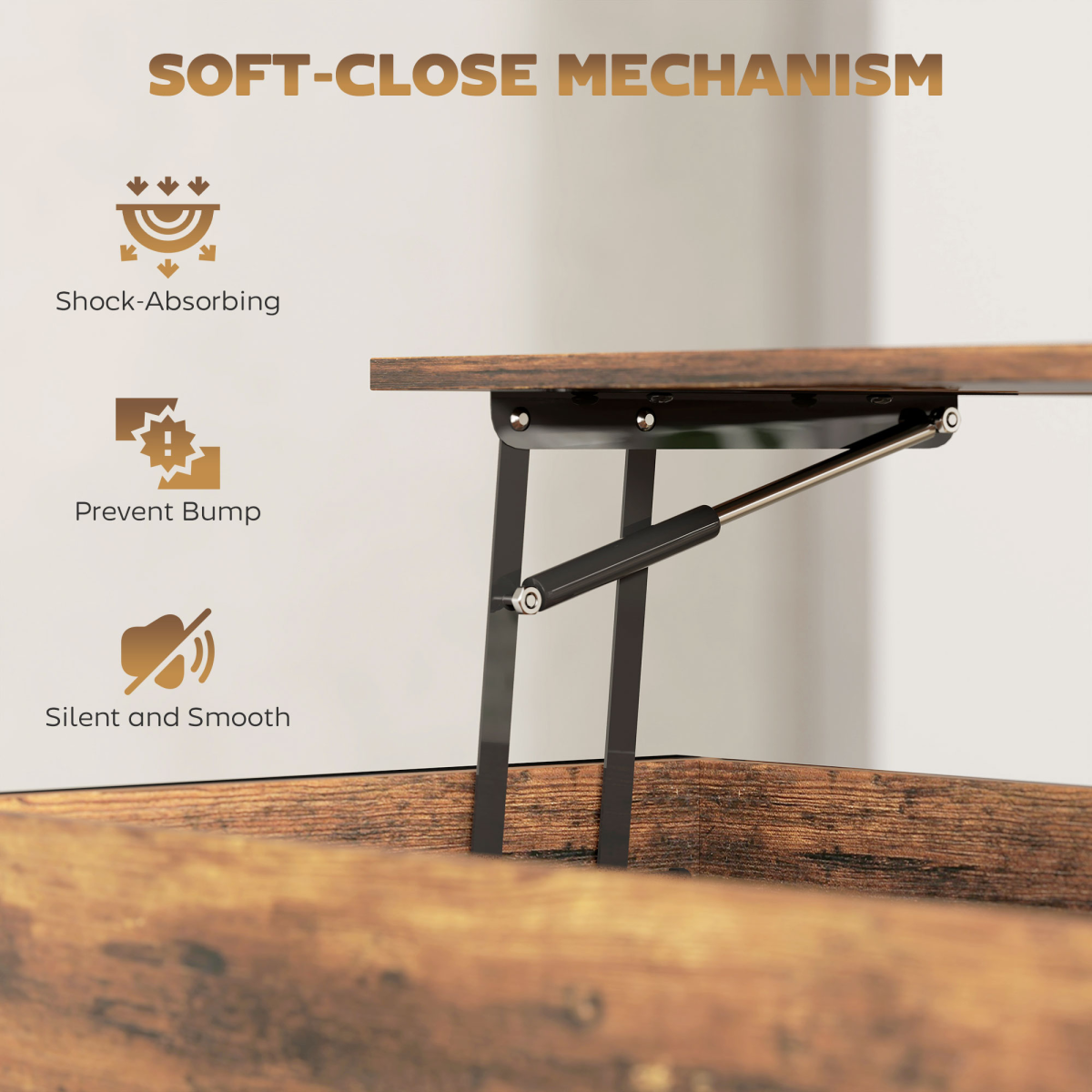 Versatile Rustic Lift Top Coffee Table with Ample Storage & Adjustable Feet