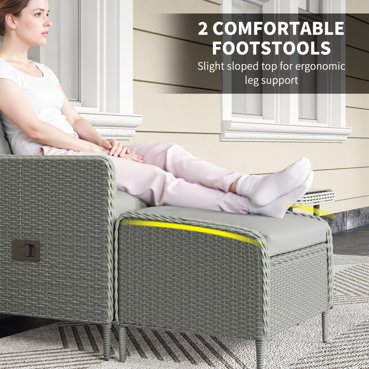 Charcoal Grey Rattan Garden Furniture Set with Reclining Armchairs