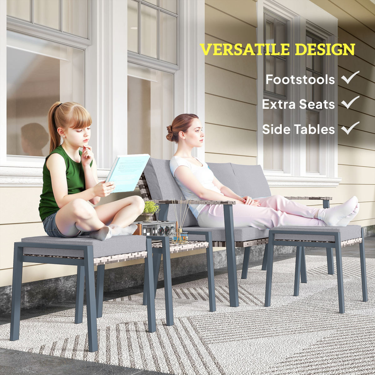 7-Seater Rattan Garden Set: Stylish Comfort with Glass Table