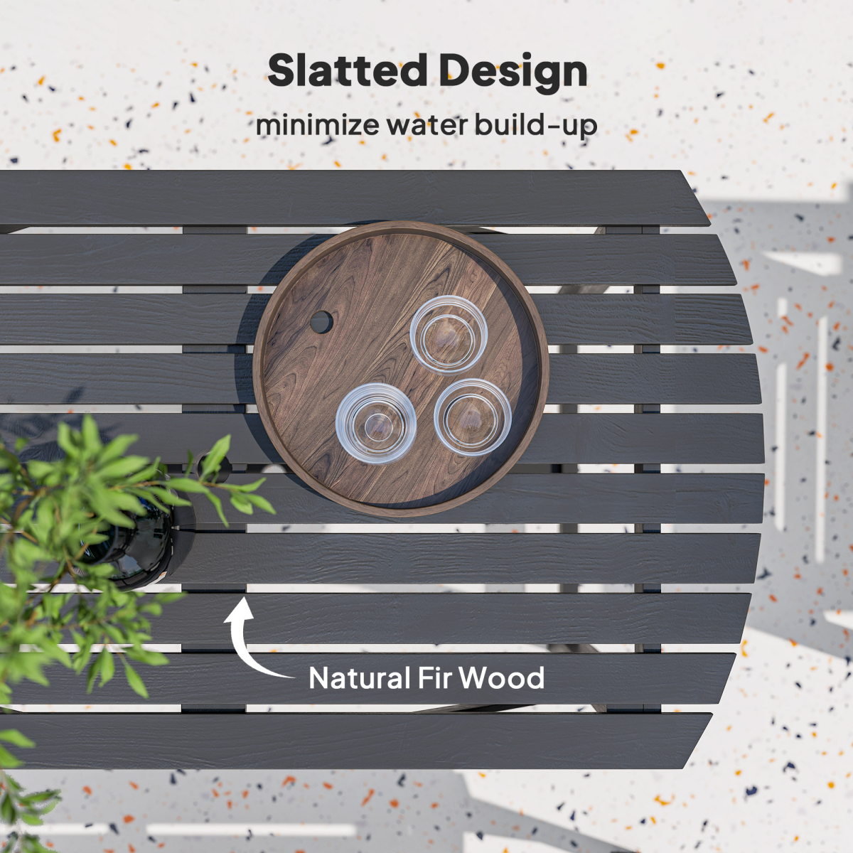 5-Piece Wooden Patio Dining Set with Umbrella Hole - Grey Elegance