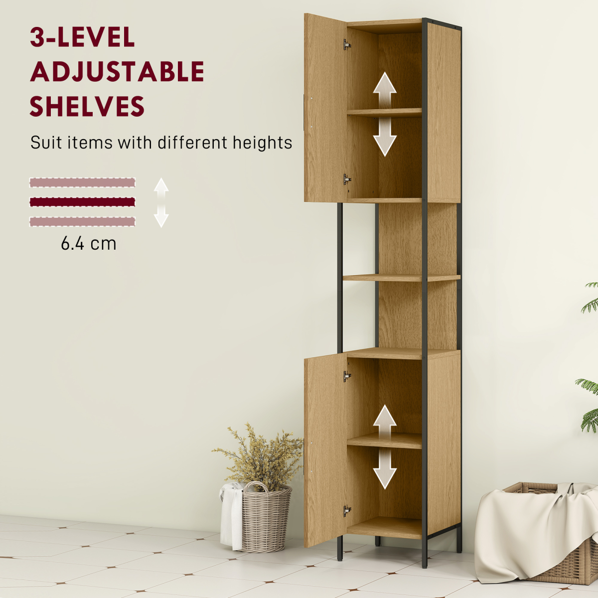 Slim Industrial Bathroom Cabinet – Stylish Storage for a Clutter-Free Oasis